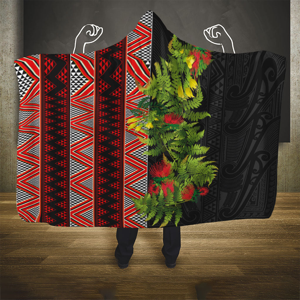 Maori Tukutuku Hooded Blanket with Ferns Pohutukawa and Kowhai Tribal Moko Patterns LT03 - Polynesian Pride