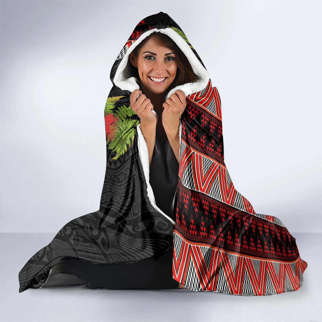 Maori Tukutuku Hooded Blanket with Ferns Pohutukawa and Kowhai Tribal Moko Patterns LT03 - Polynesian Pride