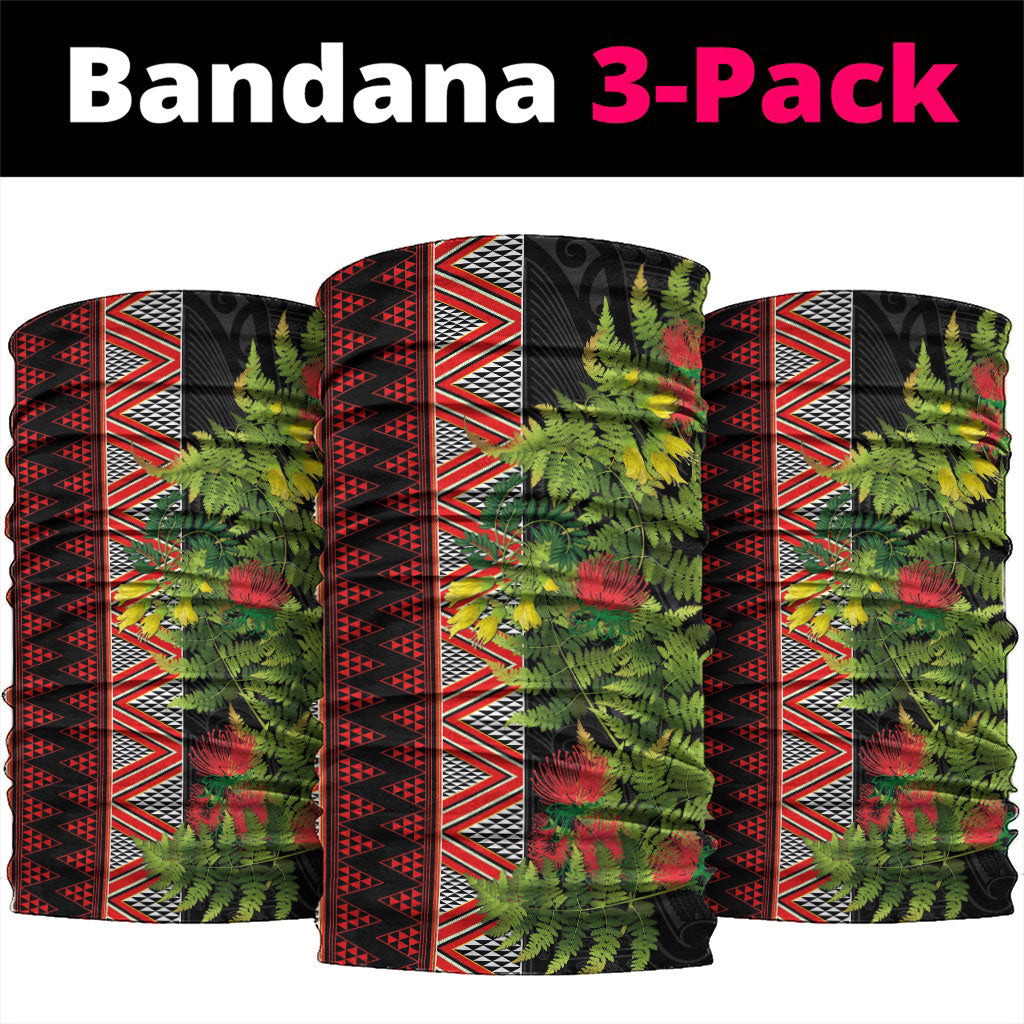 Maori Tukutuku Neck Gaiter with Ferns Pohutukawa and Kowhai Tribal Moko Patterns LT03 package One Size: 25*50cm Multicolor - Polynesian Pride
