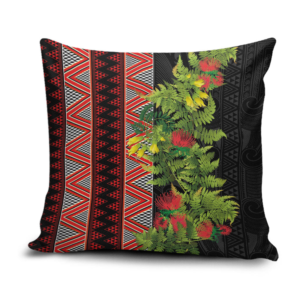 Maori Tukutuku Pillow Cover with Ferns Pohutukawa and Kowhai Tribal Moko Patterns LT03 Multicolor - Polynesian Pride