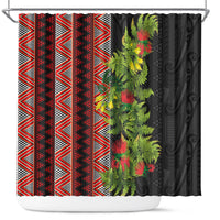 Maori Tukutuku Shower Curtain with Ferns Pohutukawa and Kowhai Tribal Moko Patterns LT03 Multicolor - Polynesian Pride