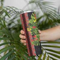 Maori Tukutuku Skinny Tumbler with Ferns Pohutukawa and Kowhai Tribal Moko Patterns LT03 - Polynesian Pride