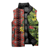 Maori Tukutuku Sleeveless Puffer Jacket with Ferns Pohutukawa and Kowhai Tribal Moko Patterns