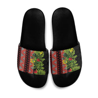 Maori Tukutuku Slide Sandals with Ferns Pohutukawa and Kowhai Tribal Moko Patterns LT03 Multicolor - Polynesian Pride