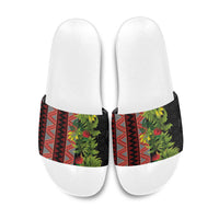 Maori Tukutuku Slide Sandals with Ferns Pohutukawa and Kowhai Tribal Moko Patterns LT03 Multicolor - Polynesian Pride