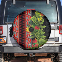 Maori Tukutuku Spare Tire Cover with Ferns Pohutukawa and Kowhai Tribal Moko Patterns LT03 Multicolor - Polynesian Pride