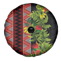 Maori Tukutuku Spare Tire Cover with Ferns Pohutukawa and Kowhai Tribal Moko Patterns LT03 - Polynesian Pride