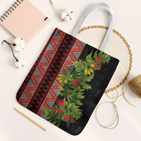 Maori Tukutuku Tote Bag with Ferns Pohutukawa and Kowhai Tribal Moko Patterns LT03 White Strap One Size Multicolor - Polynesian Pride