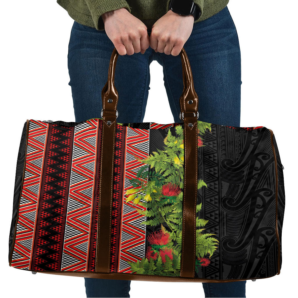 Maori Tukutuku Travel Bag with Ferns Pohutukawa and Kowhai Tribal Moko Patterns LT03 Multicolor - Polynesian Pride