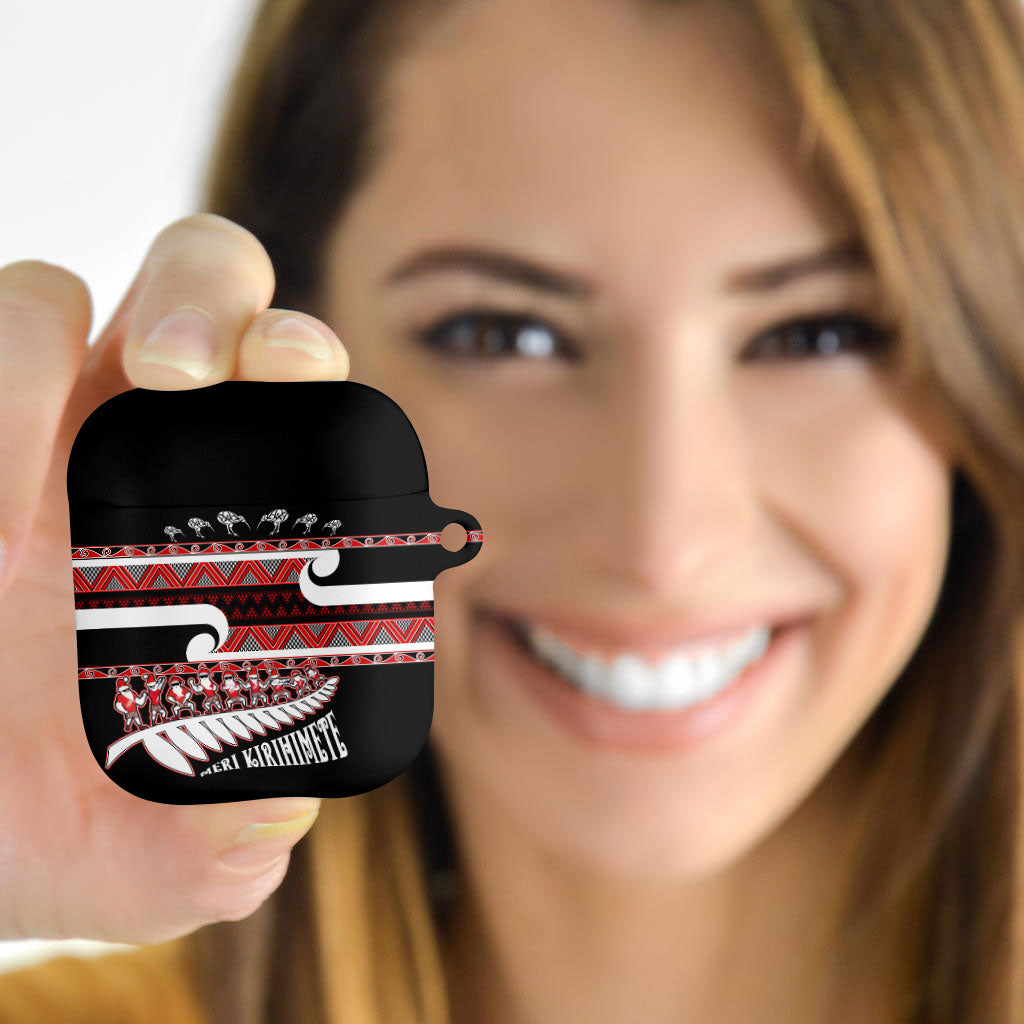 New Zealand Christmas AirPods Case Funny Santa Claus Haka Dance with Tukutuku LT03 - Polynesian Pride