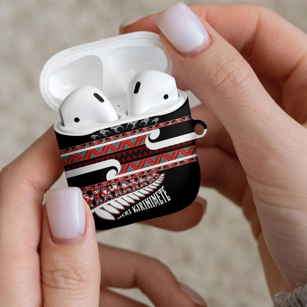 New Zealand Christmas AirPods Case Funny Santa Claus Haka Dance with Tukutuku LT03 - Polynesian Pride