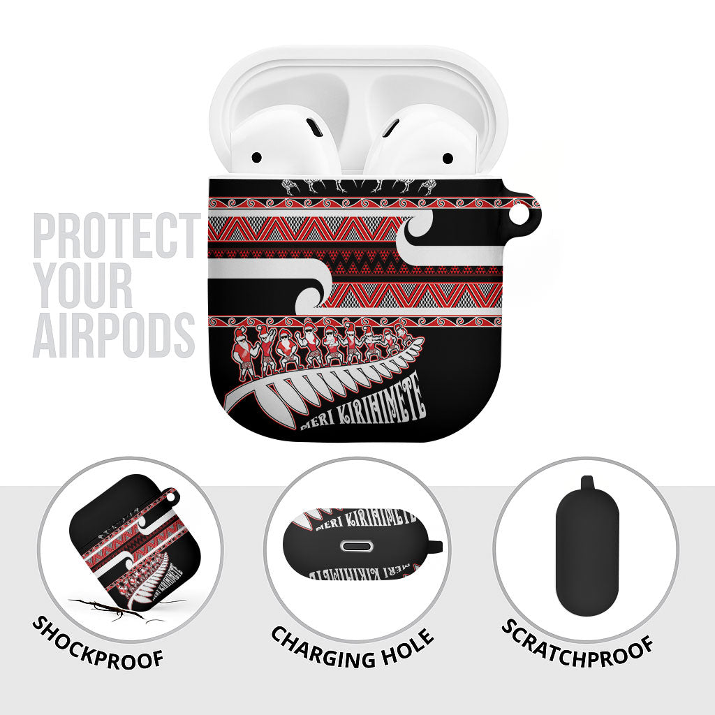 New Zealand Christmas AirPods Case Funny Santa Claus Haka Dance with Tukutuku LT03 - Polynesian Pride