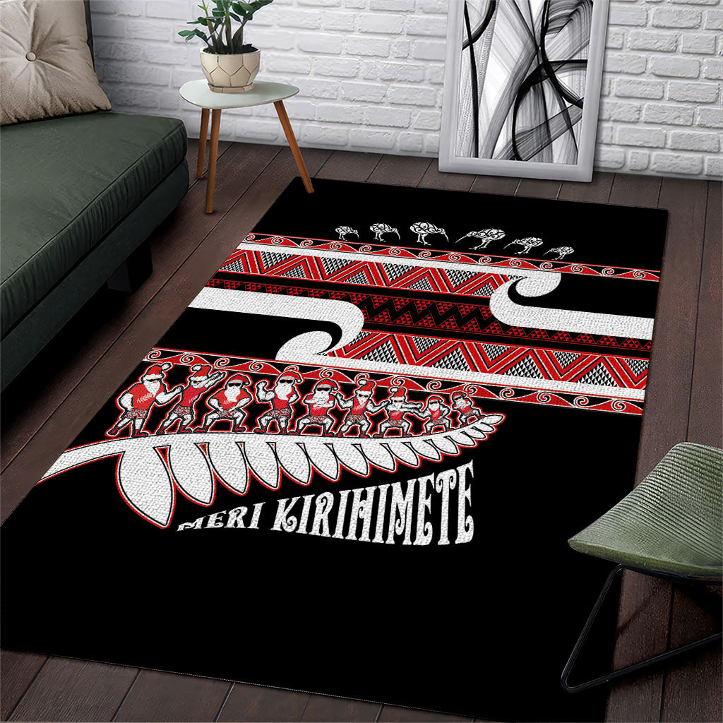 New Zealand Christmas Area Rug Funny Santa Claus Haka Dance with Tukutuku LT03 Multicolor - Polynesian Pride