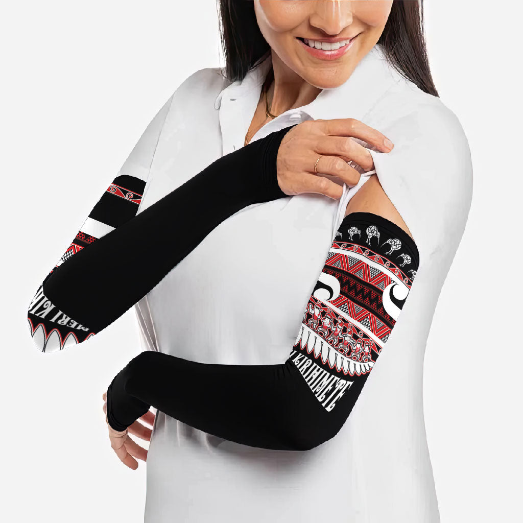 New Zealand Christmas Arm Sleeves Funny Santa Claus Haka Dance with Tukutuku LT03 - Polynesian Pride