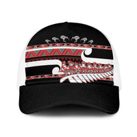 New Zealand Christmas Baseball Net Cap Funny Santa Claus Haka Dance with Tukutuku LT03 One Size White Multicolor - Polynesian Pride
