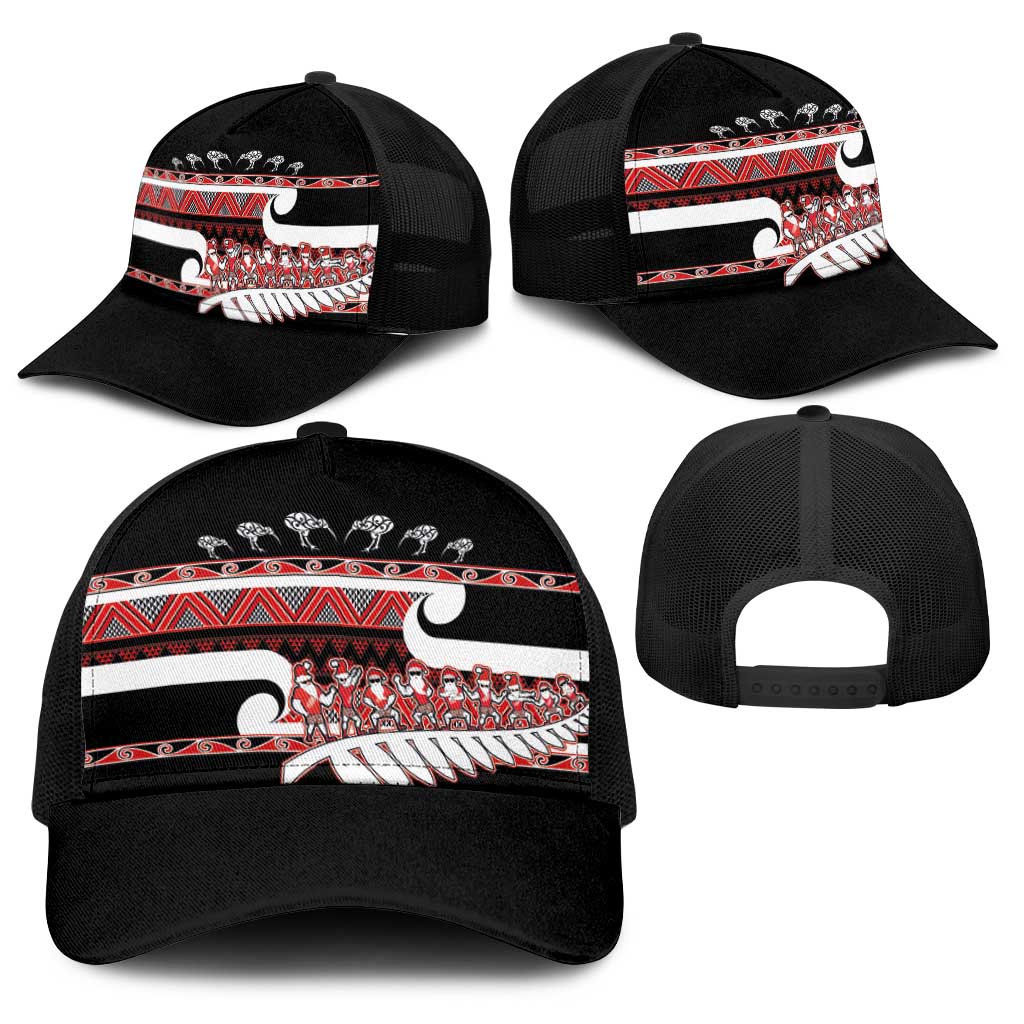 New Zealand Christmas Baseball Net Cap Funny Santa Claus Haka Dance with Tukutuku LT03 - Polynesian Pride