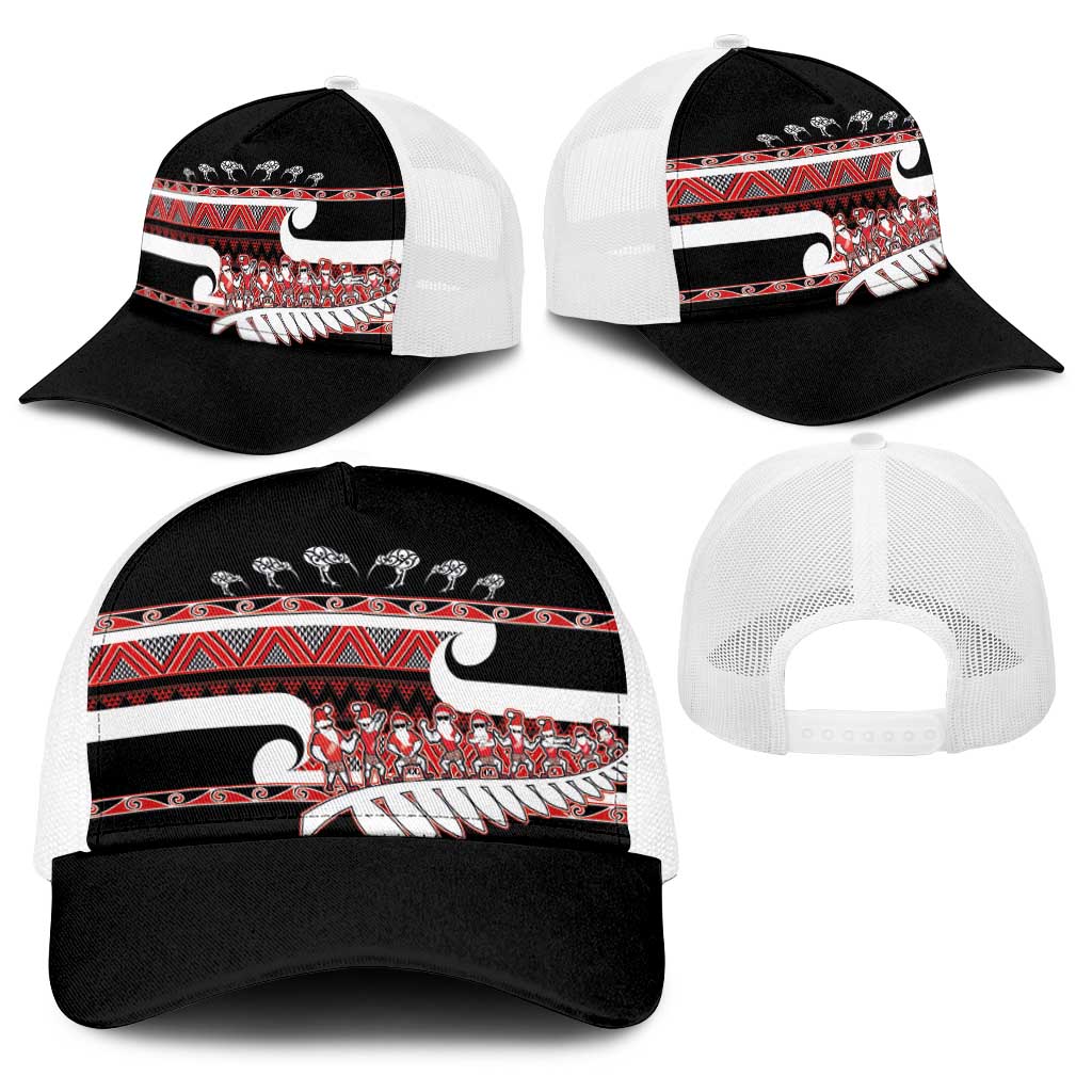 New Zealand Christmas Baseball Net Cap Funny Santa Claus Haka Dance with Tukutuku LT03 - Polynesian Pride