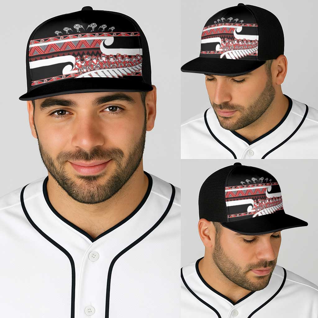 New Zealand Christmas Baseball Net Cap Funny Santa Claus Haka Dance with Tukutuku LT03 - Polynesian Pride