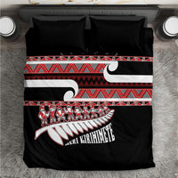 New Zealand Christmas Bedding Set Funny Santa Claus Haka Dance with Tukutuku LT03 Multicolor - Polynesian Pride
