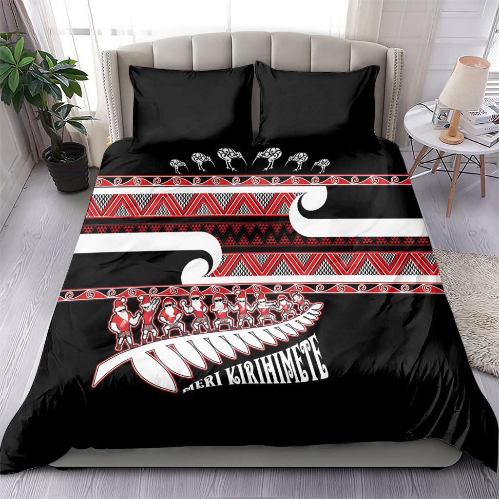 New Zealand Christmas Bedding Set Funny Santa Claus Haka Dance with Tukutuku LT03 - Polynesian Pride