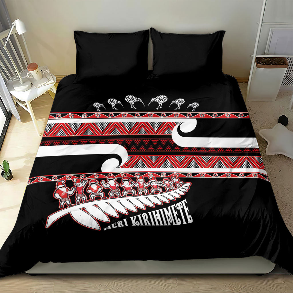 New Zealand Christmas Bedding Set Funny Santa Claus Haka Dance with Tukutuku LT03 - Polynesian Pride