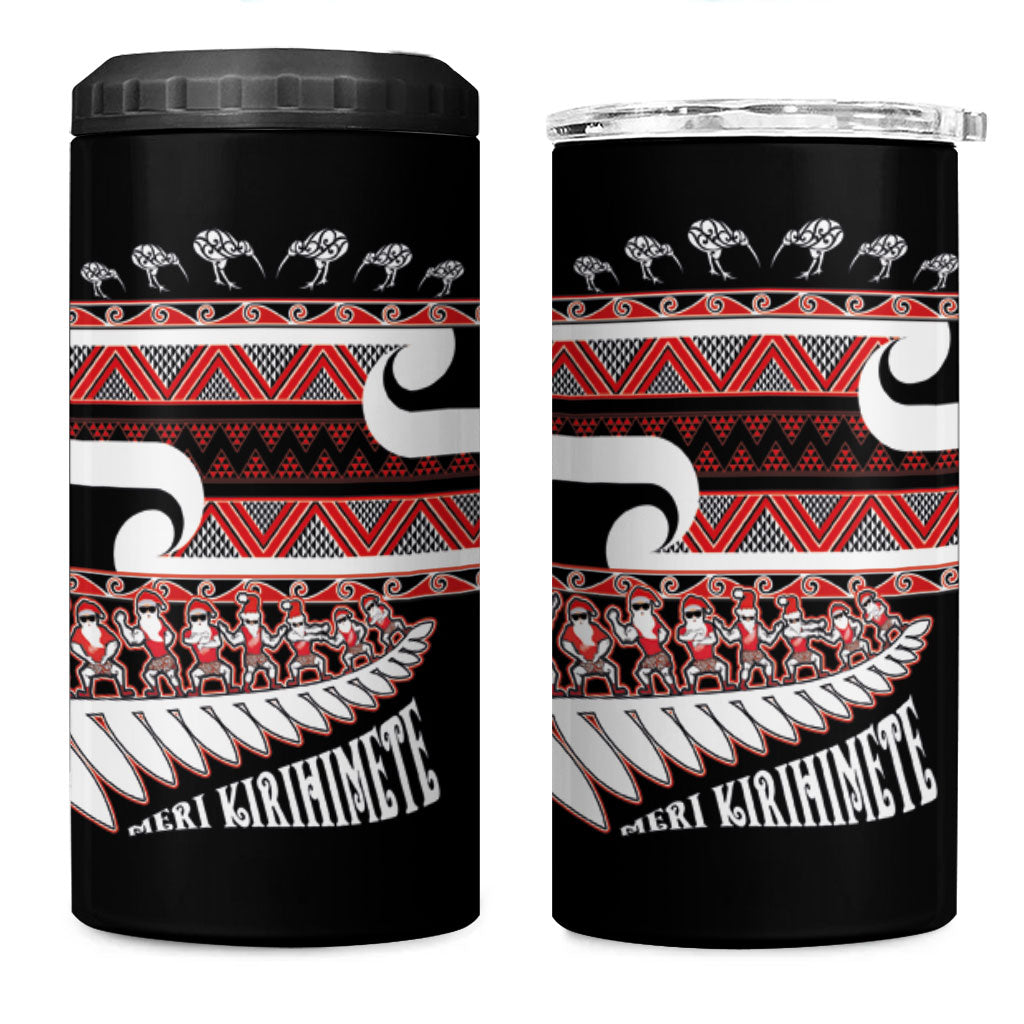 New Zealand Christmas 4 in 1 Can Cooler Tumbler Funny Santa Claus Haka Dance with Tukutuku LT03 One Size: 16 oz Multicolor - Polynesian Pride