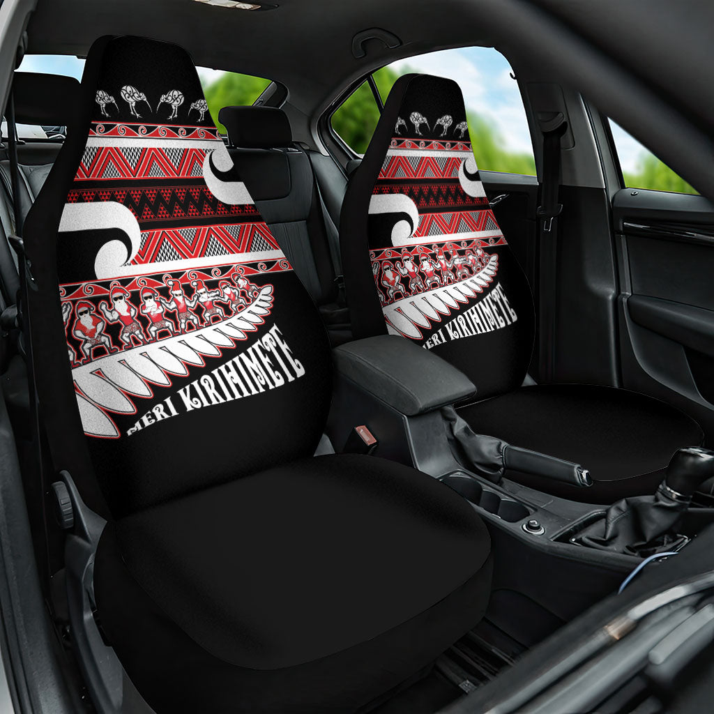 New Zealand Christmas Car Seat Cover Funny Santa Claus Haka Dance with Tukutuku LT03 One Size Multicolor - Polynesian Pride