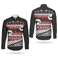 New Zealand Christmas Couples Matching Puletasi and Long Sleeve Button Shirt Funny Santa Claus Haka Dance with Tukutuku LT03 - Polynesian Pride