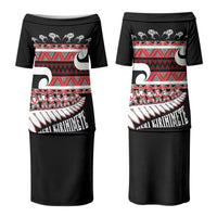 New Zealand Christmas Couples Matching Puletasi and Long Sleeve Button Shirt Funny Santa Claus Haka Dance with Tukutuku LT03 - Polynesian Pride