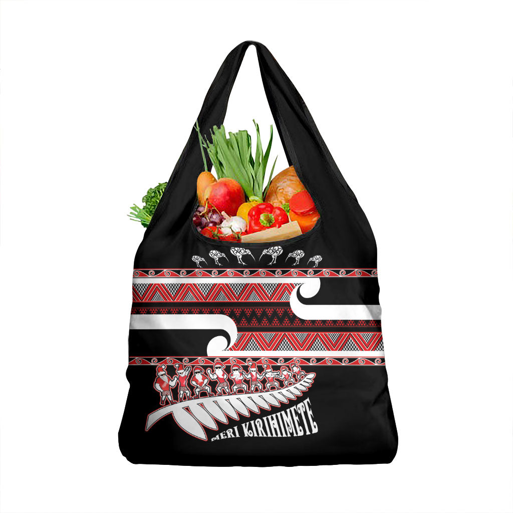 New Zealand Christmas Grocery Bag Funny Santa Claus Haka Dance with Tukutuku LT03 1-pack One Size Multicolor - Polynesian Pride