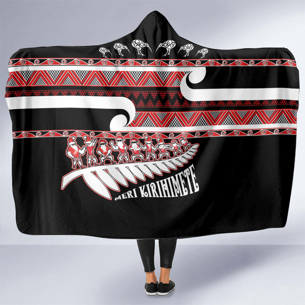 New Zealand Christmas Hooded Blanket Funny Santa Claus Haka Dance with Tukutuku LT03 One Size Multicolor - Polynesian Pride