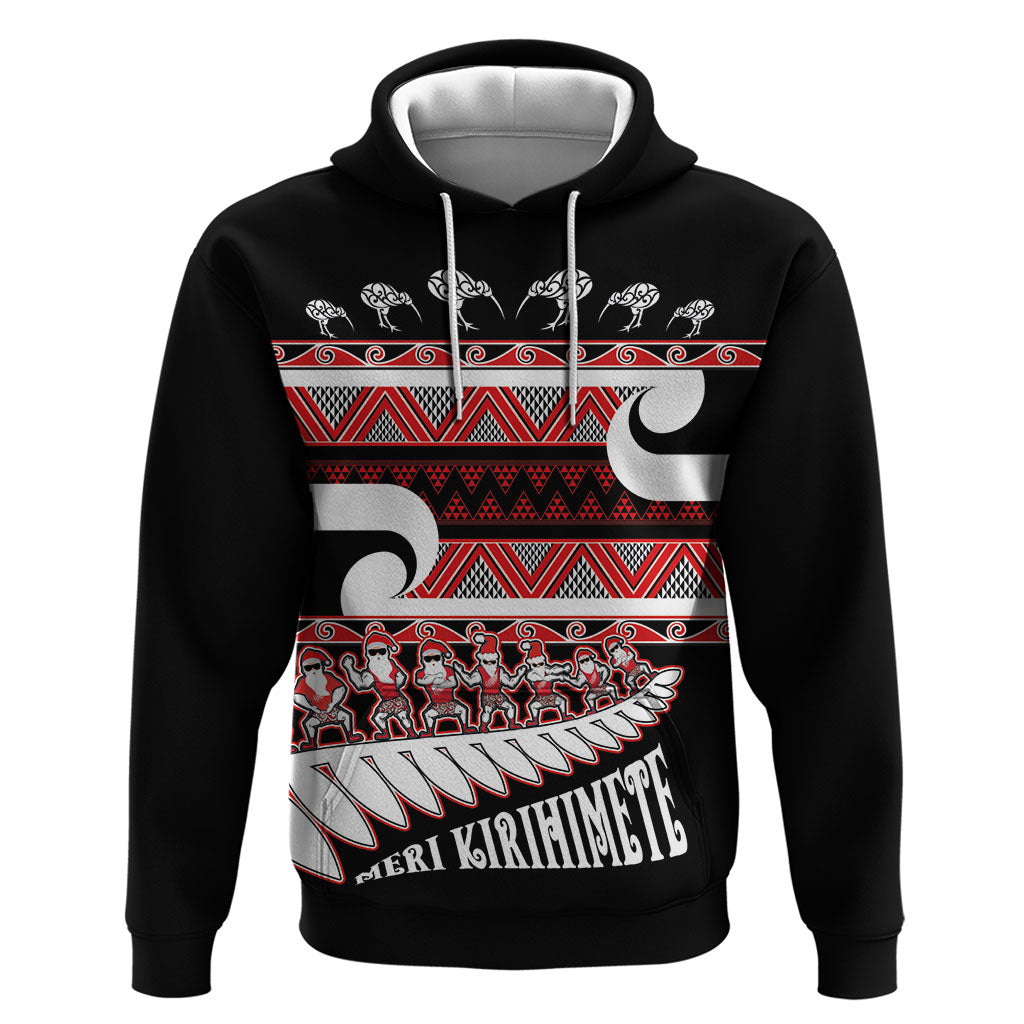 New Zealand Christmas Hoodie Funny Santa Claus Haka Dance with Tukutuku LT03 Pullover Hoodie Multicolor - Polynesian Pride