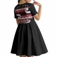 New Zealand Christmas Kid Short Sleeve Dress Funny Santa Claus Haka Dance with Tukutuku LT03 - Polynesian Pride
