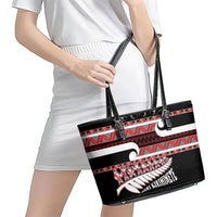 New Zealand Christmas Leather Tote Bag Funny Santa Claus Haka Dance with Tukutuku LT03 - Polynesian Pride