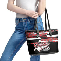 New Zealand Christmas Leather Tote Bag Funny Santa Claus Haka Dance with Tukutuku LT03 - Polynesian Pride