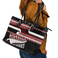 New Zealand Christmas Leather Tote Bag Funny Santa Claus Haka Dance with Tukutuku LT03 - Polynesian Pride