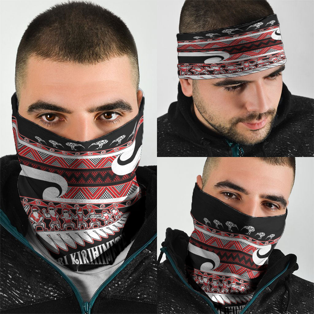 New Zealand Christmas Neck Gaiter Funny Santa Claus Haka Dance with Tukutuku LT03 - Polynesian Pride