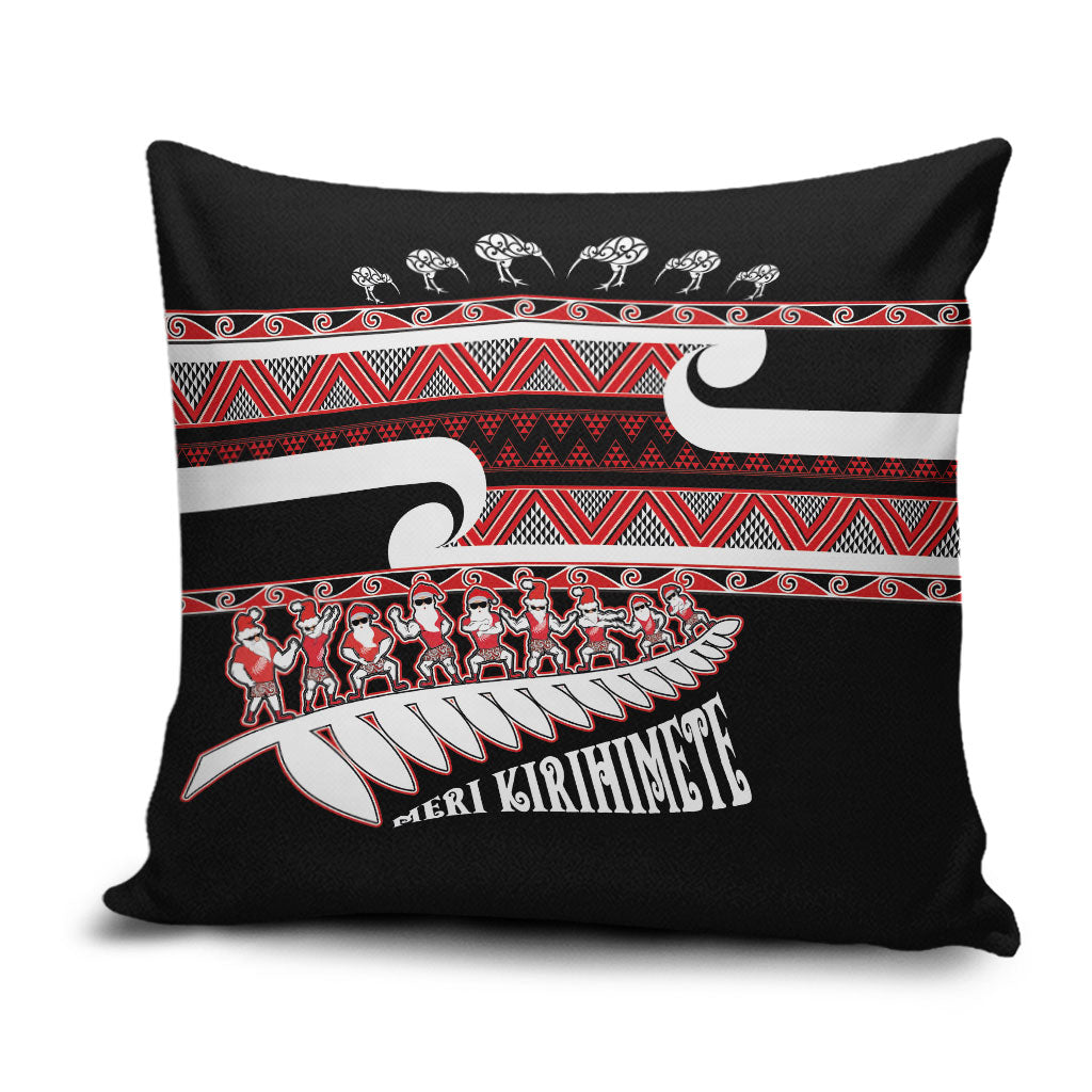 New Zealand Christmas Pillow Cover Funny Santa Claus Haka Dance with Tukutuku LT03 Multicolor - Polynesian Pride