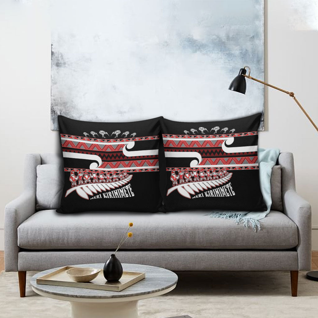 New Zealand Christmas Pillow Cover Funny Santa Claus Haka Dance with Tukutuku LT03 - Polynesian Pride