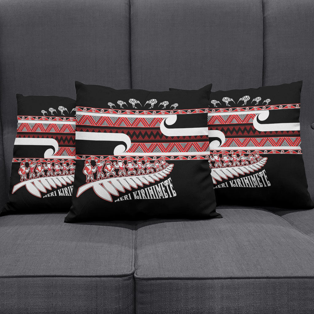 New Zealand Christmas Pillow Cover Funny Santa Claus Haka Dance with Tukutuku LT03 - Polynesian Pride