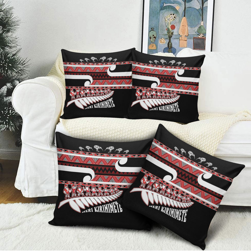 New Zealand Christmas Pillow Cover Funny Santa Claus Haka Dance with Tukutuku LT03 - Polynesian Pride