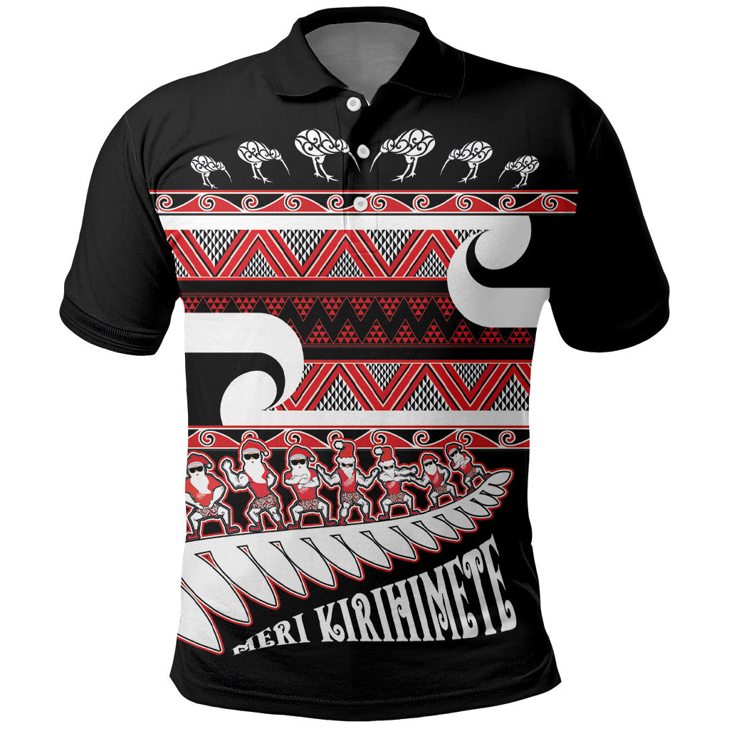 New Zealand Christmas Polo Shirt Funny Santa Claus Haka Dance with Tukutuku LT03 Multicolor - Polynesian Pride