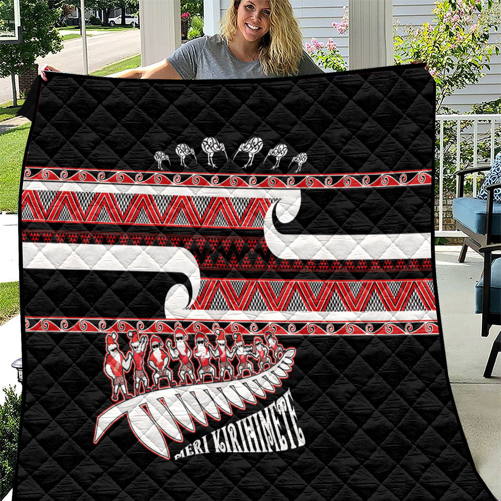 New Zealand Christmas Quilt Funny Santa Claus Haka Dance with Tukutuku LT03 Multicolor - Polynesian Pride