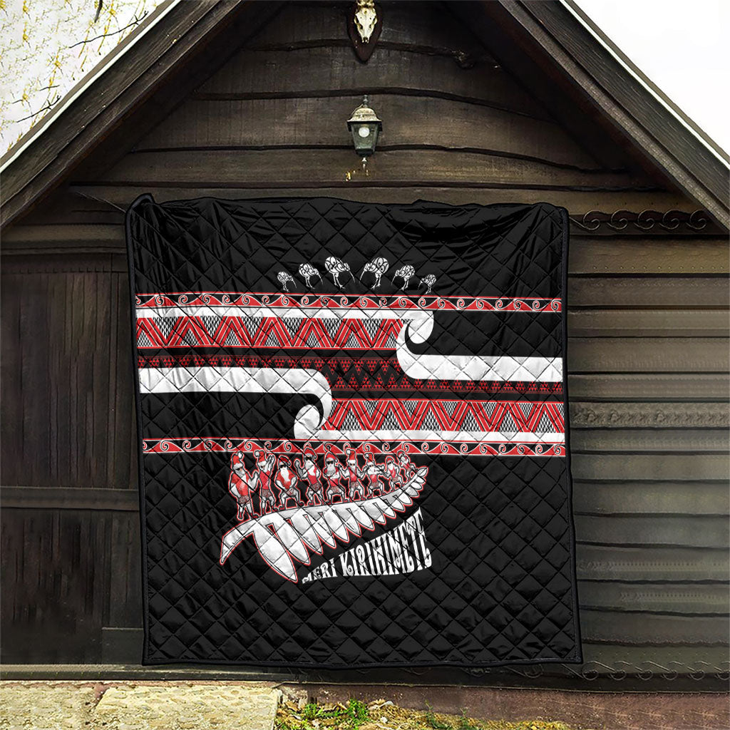 New Zealand Christmas Quilt Funny Santa Claus Haka Dance with Tukutuku LT03 - Polynesian Pride