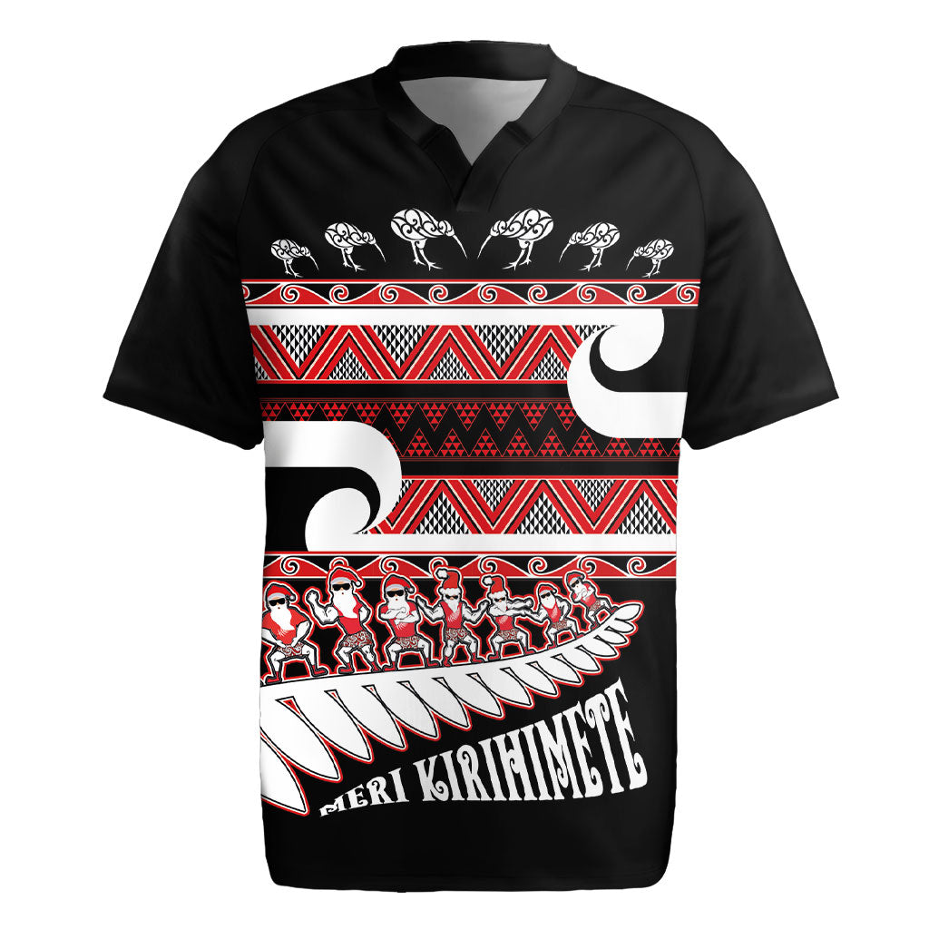 New Zealand Christmas Rugby Jersey Funny Santa Claus Haka Dance with Tukutuku LT03 Multicolor - Polynesian Pride