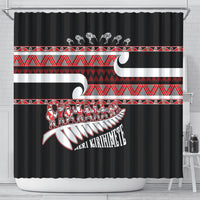 New Zealand Christmas Shower Curtain Funny Santa Claus Haka Dance with Tukutuku LT03 - Polynesian Pride