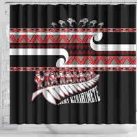 New Zealand Christmas Shower Curtain Funny Santa Claus Haka Dance with Tukutuku LT03 - Polynesian Pride
