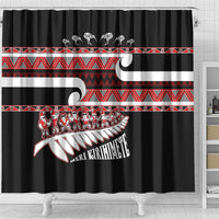 New Zealand Christmas Shower Curtain Funny Santa Claus Haka Dance with Tukutuku LT03 - Polynesian Pride