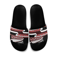 New Zealand Christmas Slide Sandals Funny Santa Claus Haka Dance with Tukutuku LT03 Multicolor - Polynesian Pride