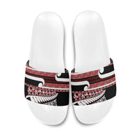 New Zealand Christmas Slide Sandals Funny Santa Claus Haka Dance with Tukutuku LT03 Multicolor - Polynesian Pride